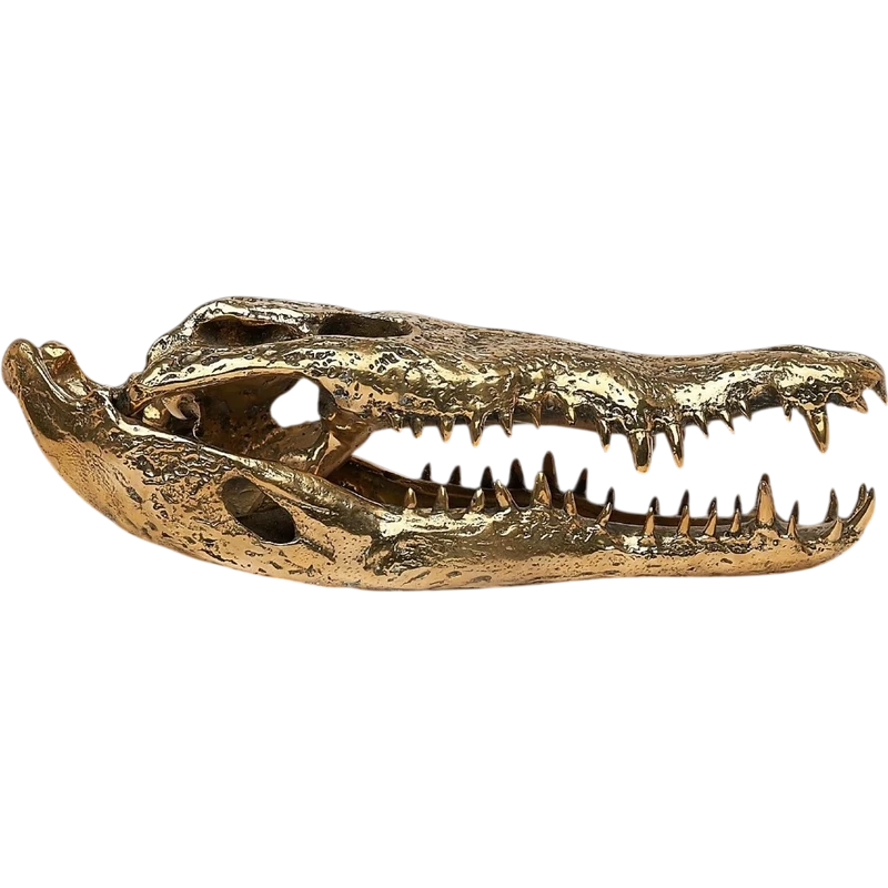 Testa di coccodrillo in bronzo dorato