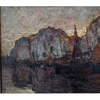 Louis Bonamici, port animé, huile sur panneau, 42 x 33 cm