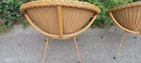 RARE ENSEMBLE DE FAUTEUILS EN OSIER DESIGN ITALIEN DU MILIEU DU SIÈCLE DERNIER