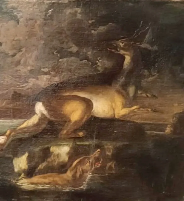 Scene Of Hunting - Antique Painting 17th Century Flemish School