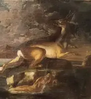 Scene Of Hunting - Antique Painting 17th Century Flemish School