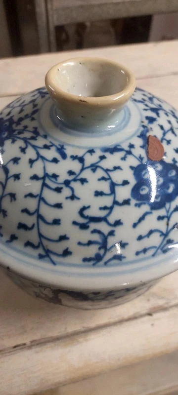 JARRE ANCIENNE EN PORCELAINE BLEU-BLANC DE CHINE PÉRIODE QING XIXE SIÈCLE