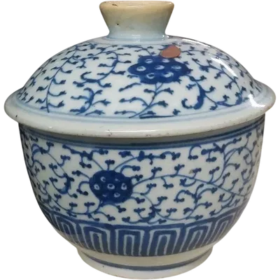 JARRE ANCIENNE EN PORCELAINE BLEU-BLANC DE CHINE PÉRIODE QING XIXE SIÈCLE