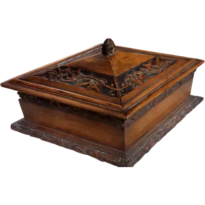 Ancien coffret en losange en bois sculpté 19ème siècle Italie
