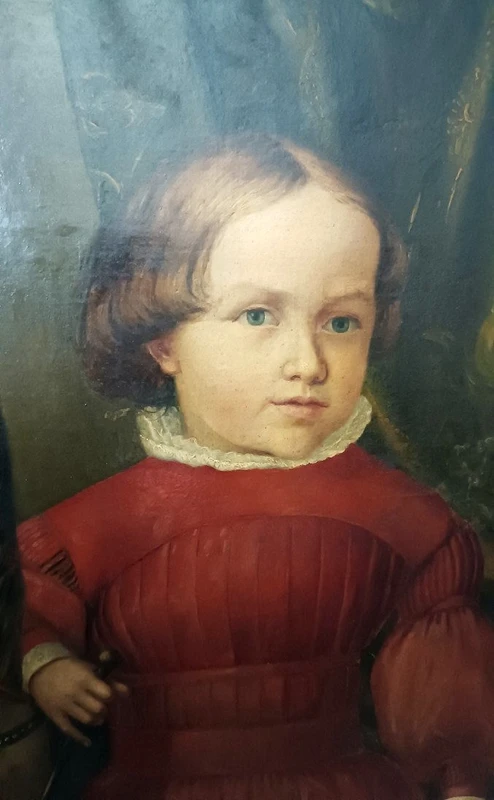 Dipinto olio su tela ritratto  metà del XIX secolo-scuola europea