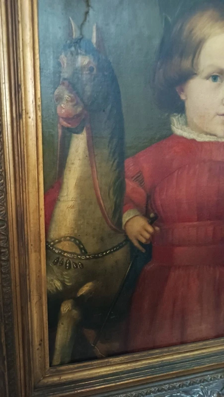 Dipinto olio su tela ritratto  metà del XIX secolo-scuola europea