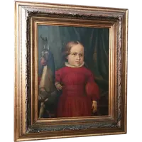 Dipinto olio su tela ritratto  metà del XIX secolo-scuola europea