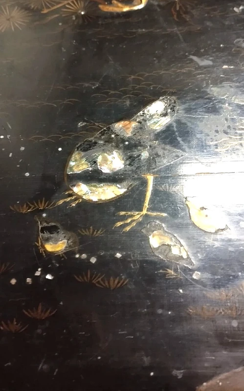 Scatola Napoleone III Legno Dipinto Cineseria E Intarsi In Madre Perla