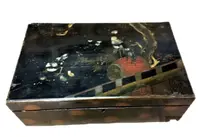 Scatola Napoleone III Legno Dipinto Cineseria E Intarsi In Madre Perla