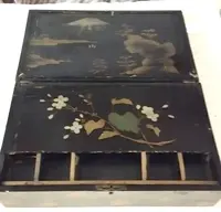 Scatola Napoleone III Legno Dipinto Cineseria E Intarsi In Madre Perla