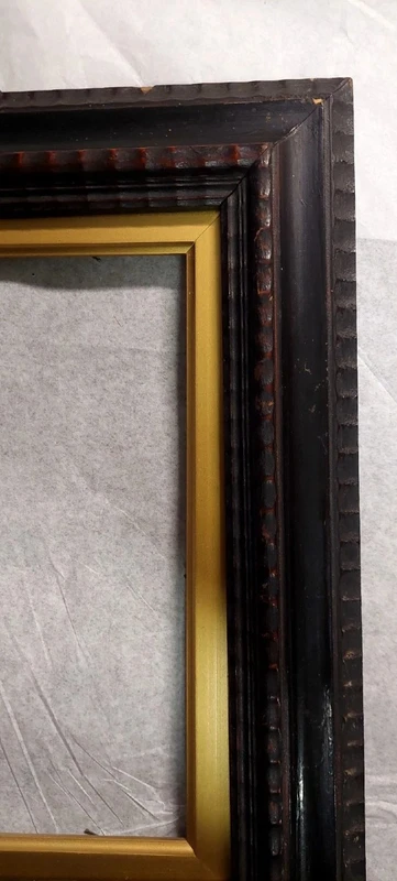 Antique Frame In Ebonized Wood Guilloché Late 19th Century Renaissance Style