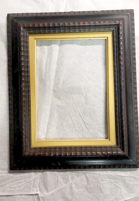 Antique Frame In Ebonized Wood Guilloché Late 19th Century Renaissance Style