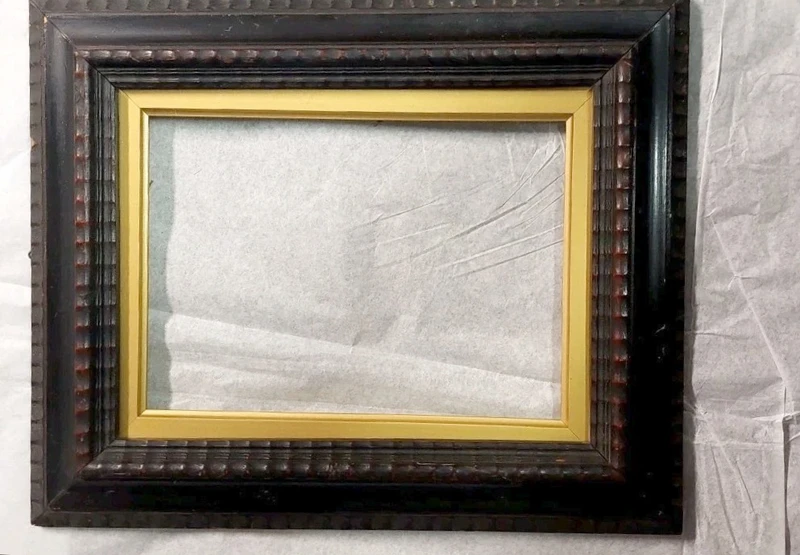 Antique Frame In Ebonized Wood Guilloché Late 19th Century Renaissance Style