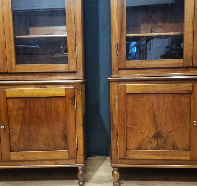 Pair of sideboard bookcases in walnut 1840s Empire high quality