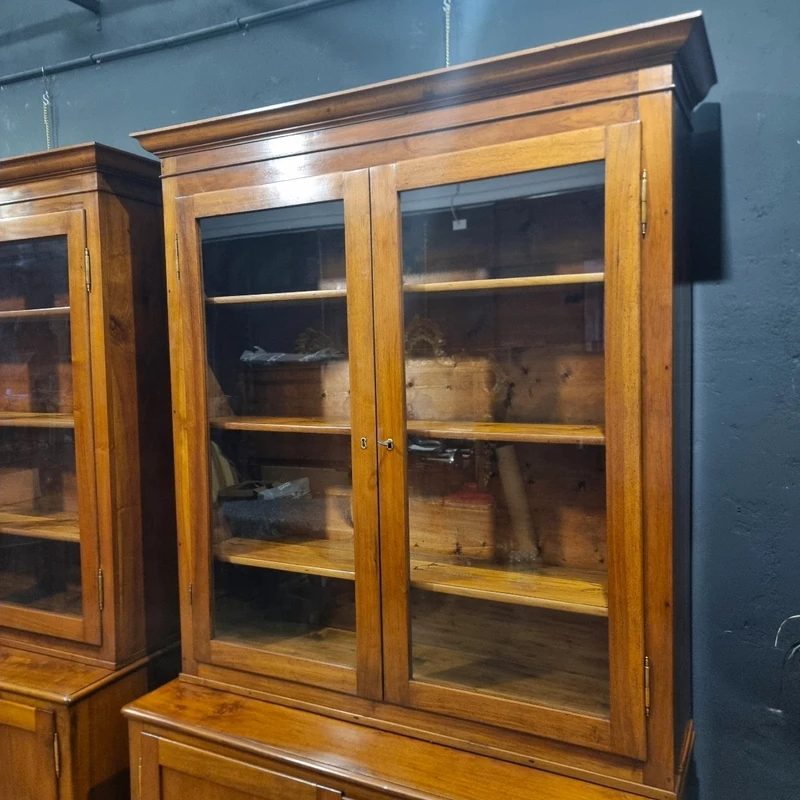 Pair of sideboard bookcases in walnut 1840s Empire high quality
