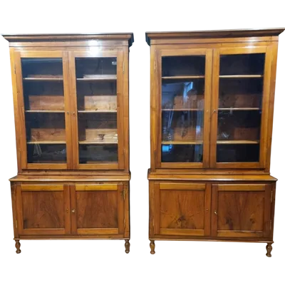Pair of sideboard bookcases in walnut 1840s Empire high quality