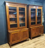 Pair of sideboard bookcases in walnut 1840s Empire high quality