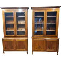 Pair of sideboard bookcases in walnut 1840s Empire high quality