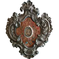 Antico Reliquiario in argento con reliquie 20x17 cm