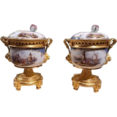 COPPIA DI BRUCIAPROFUMI DELLA SECONDA META' DEL XIX SECOLO DI MEISSEN AUGUST REX HELENA WOLFSOH