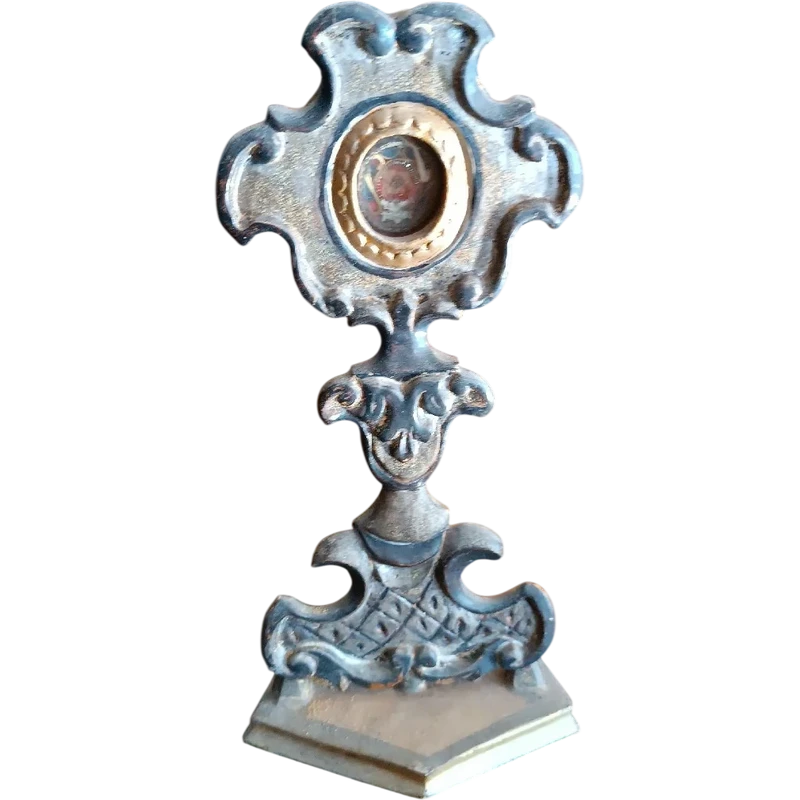 Reliquiario in legno argentato con reliquia San Giusto XVIII secolo