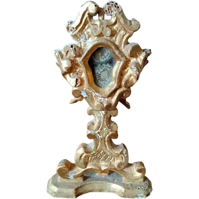 Reliquiario in legno dorato XVIII secolo ,reliquie di San Filippo benizi e San gregorio