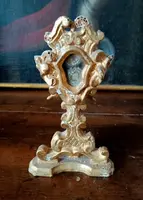 Reliquiario in legno dorato XVIII secolo ,reliquie di San Filippo benizi e San gregorio