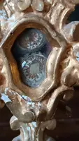 Reliquiario in legno dorato XVIII secolo ,reliquie di San Filippo benizi e San gregorio