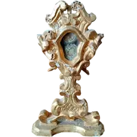 Reliquiario in legno dorato XVIII secolo ,reliquie di San Filippo benizi e San gregorio