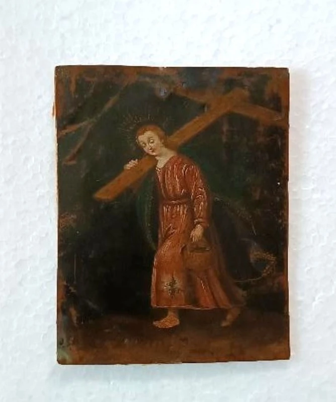 Piccolo dipinto su rame SAN CRISTOFORO XVII\XVIII SECOLO