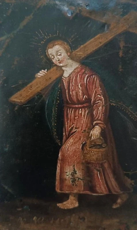 Piccolo dipinto su rame SAN CRISTOFORO XVII\XVIII SECOLO