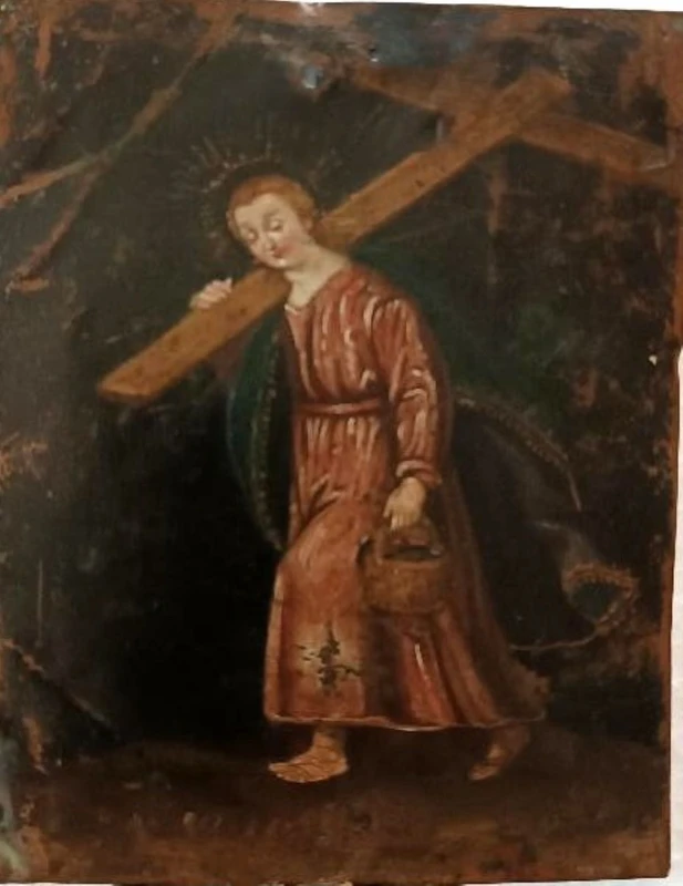 Piccolo dipinto su rame SAN CRISTOFORO XVII\XVIII SECOLO