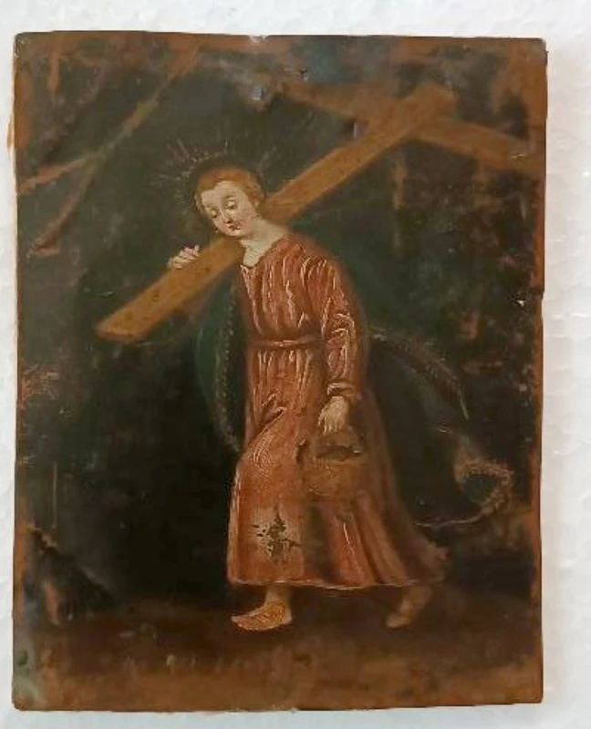 Piccolo dipinto su rame SAN CRISTOFORO XVII\XVIII SECOLO