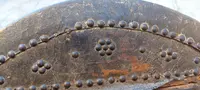 ANTIQUE SMALL STUDDED LEATHER TRUNK XVIII CENTURY ITALY