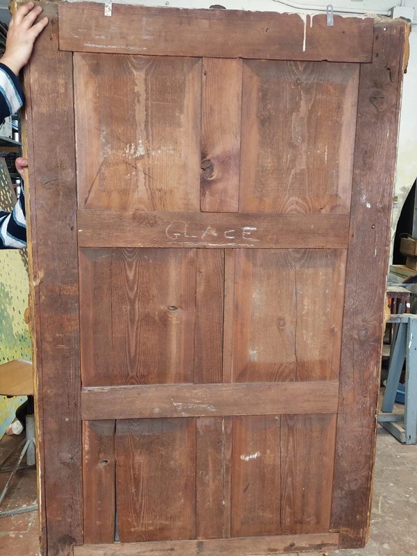 Beautiful Antique Wood and Golden Pastel Mirror