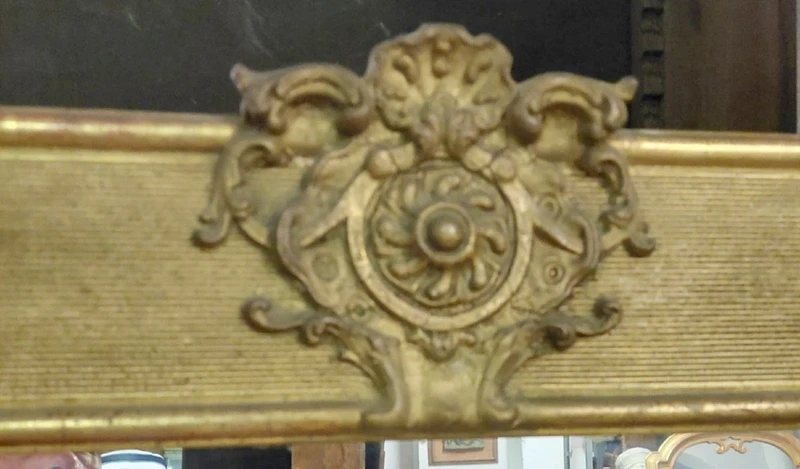 Beautiful Antique Wood and Golden Pastel Mirror