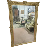 Beautiful Antique Wood and Golden Pastel Mirror