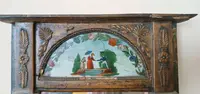 small antique empire mirror gilded wood painted on glass