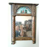 small antique empire mirror gilded wood painted on glass