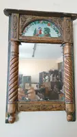small antique empire mirror gilded wood painted on glass