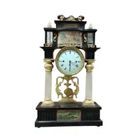 Bidermaier temple clock in ebonized wood and gilt alabaster columns 19th century