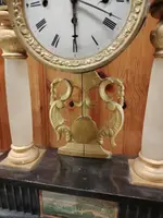 Bidermaier temple clock in ebonized wood and gilt alabaster columns 19th century