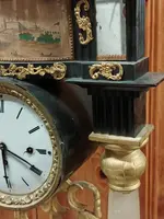 Bidermaier temple clock in ebonized wood and gilt alabaster columns 19th century
