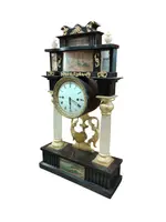 Bidermaier temple clock in ebonized wood and gilt alabaster columns 19th century