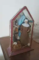 SHRINE WITH SANTA CHIARA D'ASSISI AND CHRIST IN WAX XIX CENTURY