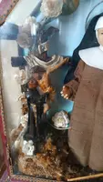 SHRINE WITH SANTA CHIARA D'ASSISI AND CHRIST IN WAX XIX CENTURY
