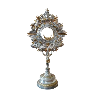 Ostensoir en métal argenté de la fin du XIXe siècle, fabrication italienne