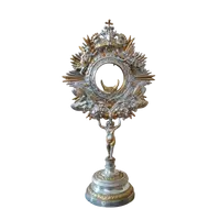 Ostensorio a raggera in metallo argentato fine 800,manifattura italiana