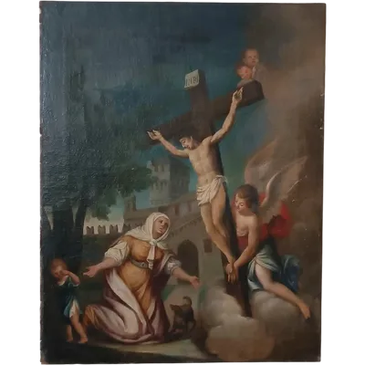 Peinture ancienne- huile sur toile-ESTASIS DE SANTA MARGHERITA DE CORTONE-école italienne 18ème siècle