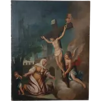 Antique painting-oil on canvas-ESTASIS OF SANTA MARGHERITA FROM CORTONA-Italian school 18th century